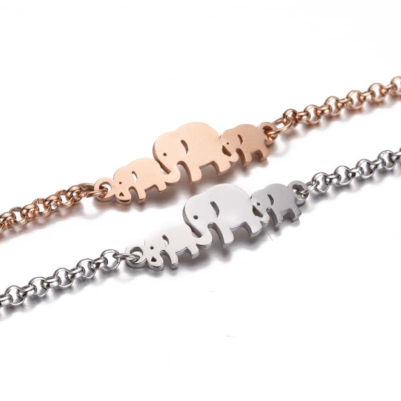 Women's Stainless Steel Elephant Bracelet - Minimalist Animal Jewelry for Women