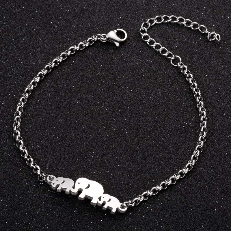 Women's Stainless Steel Elephant Bracelet - Minimalist Animal Jewelry for Women