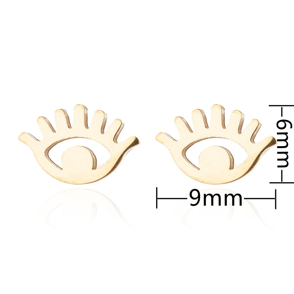 Women'S Fashion Eye Metal No Inlaid Ear Studs Plating Stainless Steel Earrings