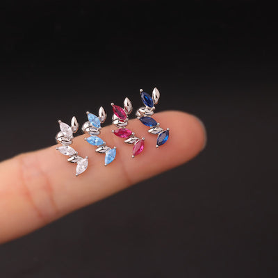 Women'S Fashion Geometric Stainless Steel Metal Ear Studs Plating Inlay Zircon