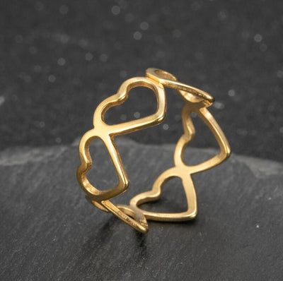 Women'S Fashion Heart Stainless Steel No Inlaid Stainless Steel Rings