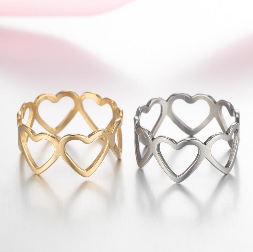 Women's Geometric Heart Stainless Steel Openwork Ring