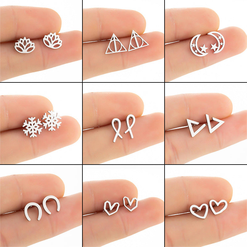 Women's Geometric Stainless Steel Star Stud Earrings