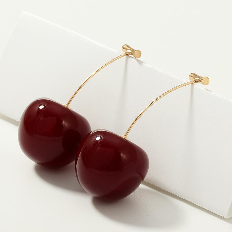 Womens Cherry Sweet And Cute Resin Earrings NHNZ122016