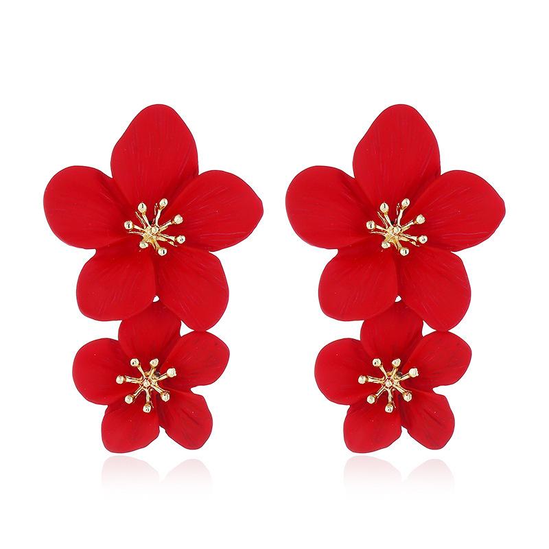 Womens Floral Paint Alloy Earrings NHLN148250