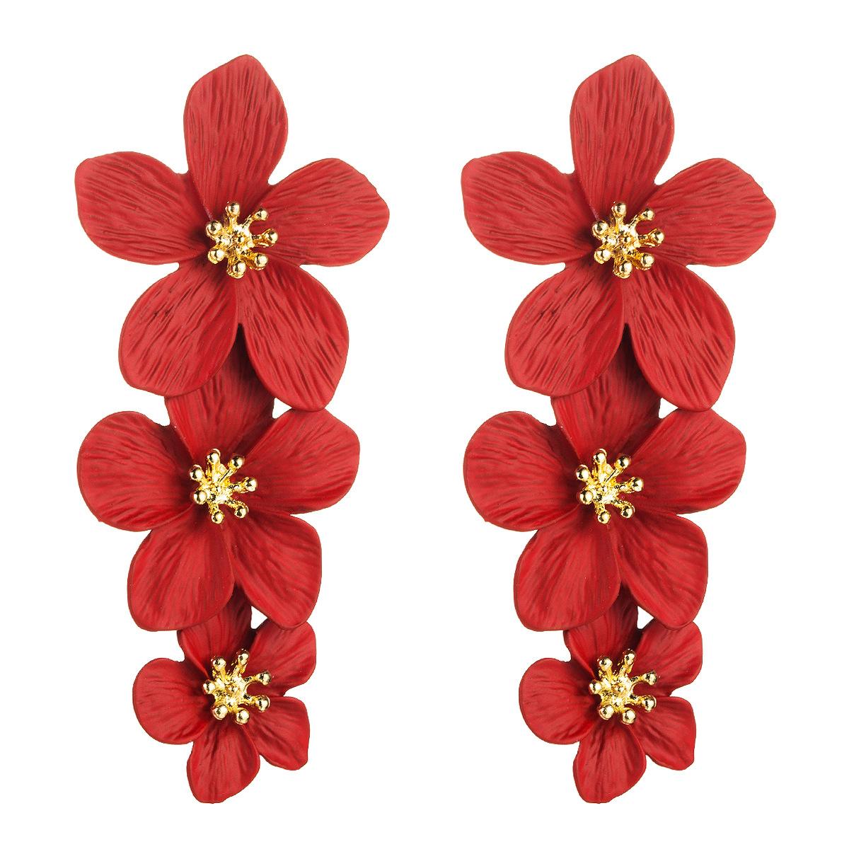 Womens Floral Paint Alloy Earrings NHLN152104