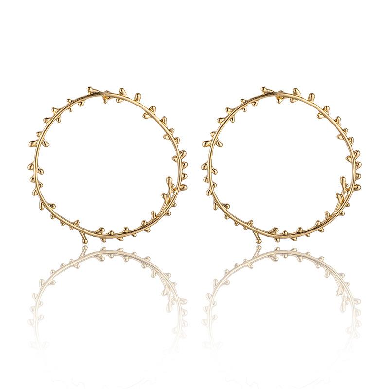 Women's Leaf Design Alloy Earrings - Irregular Circle Studs