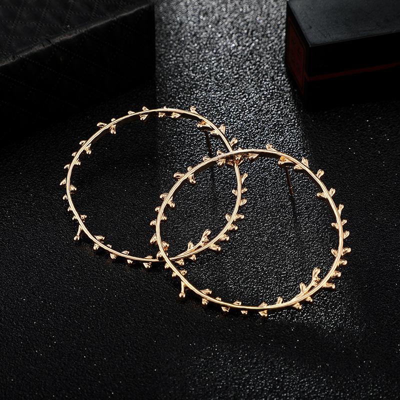 Women's Leaf Design Alloy Earrings - Irregular Circle Studs